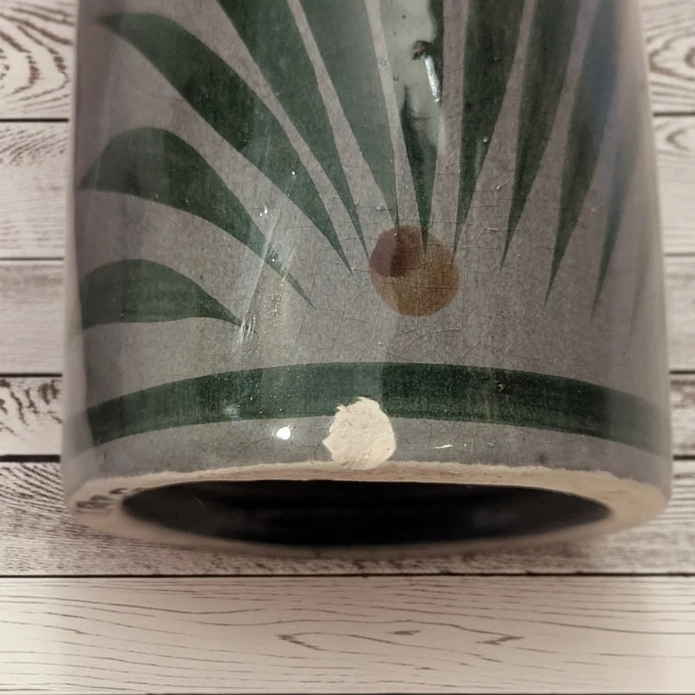 Mexican Tonala Folk Art Floral Ceramic Vase